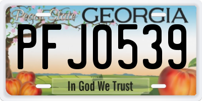 GA license plate PFJ0539