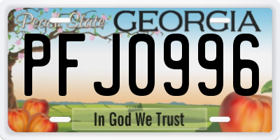 GA license plate PFJ0996