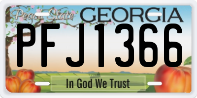 GA license plate PFJ1366