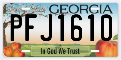 GA license plate PFJ1610