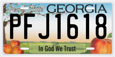 GA license plate PFJ1618