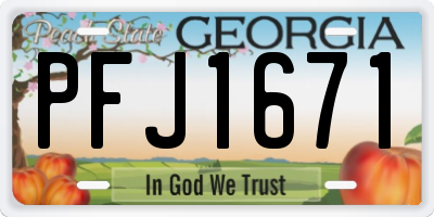 GA license plate PFJ1671