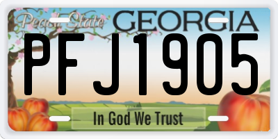 GA license plate PFJ1905