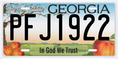GA license plate PFJ1922