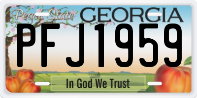 GA license plate PFJ1959