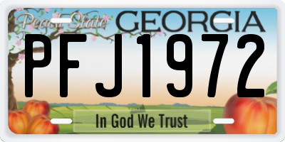 GA license plate PFJ1972