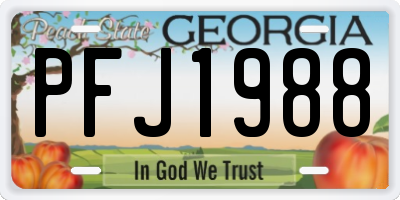 GA license plate PFJ1988