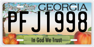 GA license plate PFJ1998