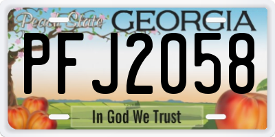 GA license plate PFJ2058