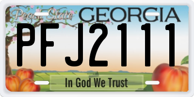 GA license plate PFJ2111
