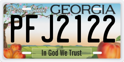 GA license plate PFJ2122