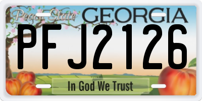 GA license plate PFJ2126