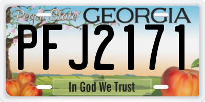 GA license plate PFJ2171