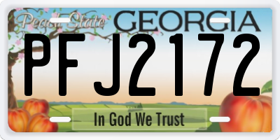 GA license plate PFJ2172