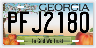 GA license plate PFJ2180