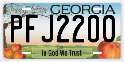 GA license plate PFJ2200