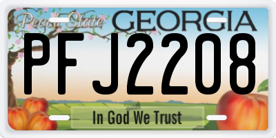 GA license plate PFJ2208