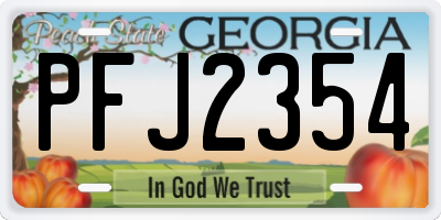 GA license plate PFJ2354