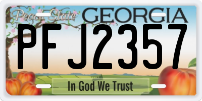 GA license plate PFJ2357