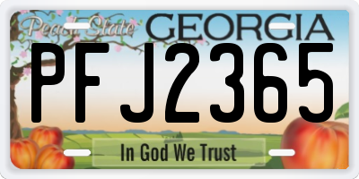 GA license plate PFJ2365