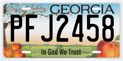 GA license plate PFJ2458