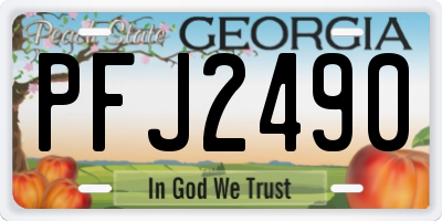 GA license plate PFJ2490