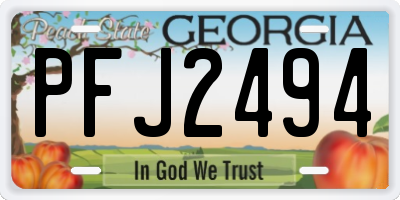 GA license plate PFJ2494
