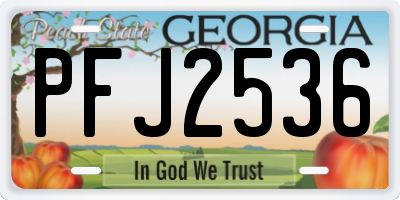 GA license plate PFJ2536