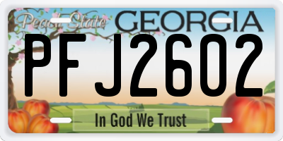 GA license plate PFJ2602