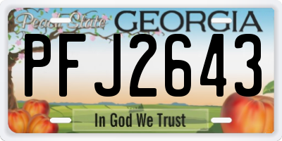 GA license plate PFJ2643