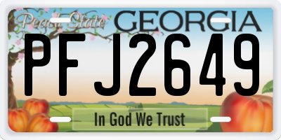 GA license plate PFJ2649