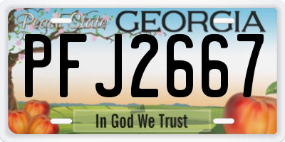 GA license plate PFJ2667