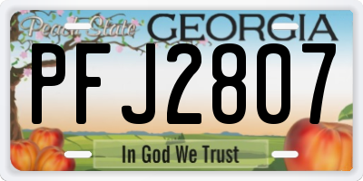 GA license plate PFJ2807