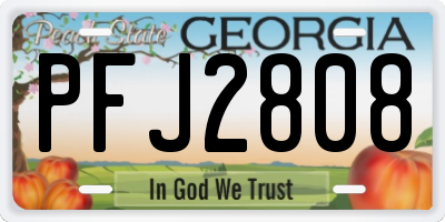 GA license plate PFJ2808