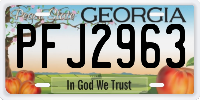 GA license plate PFJ2963