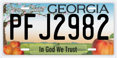 GA license plate PFJ2982