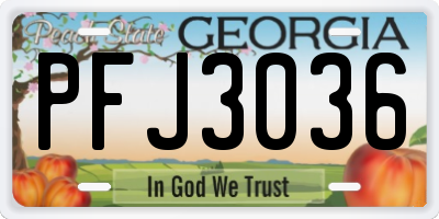 GA license plate PFJ3036