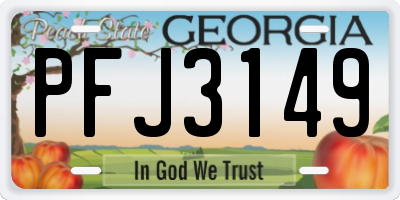 GA license plate PFJ3149
