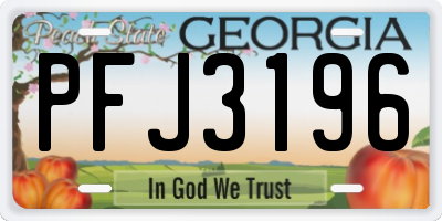 GA license plate PFJ3196