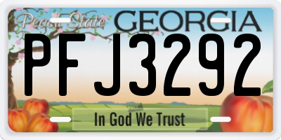 GA license plate PFJ3292