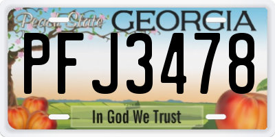 GA license plate PFJ3478