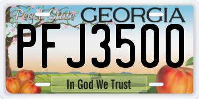 GA license plate PFJ3500