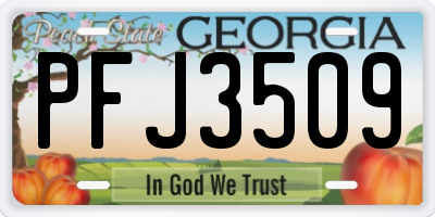 GA license plate PFJ3509