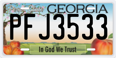 GA license plate PFJ3533
