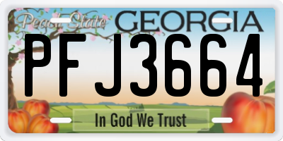 GA license plate PFJ3664