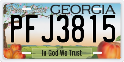 GA license plate PFJ3815