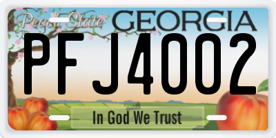 GA license plate PFJ4002