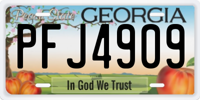 GA license plate PFJ4909