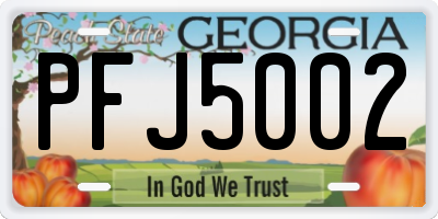 GA license plate PFJ5002