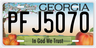 GA license plate PFJ5070